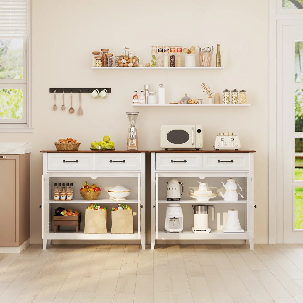 Coffee Bar. Lofka 42 Kitchen Storage Cabinet. Sideboard Buffet Cabinet with 8 Shelves. 1 Drawer
