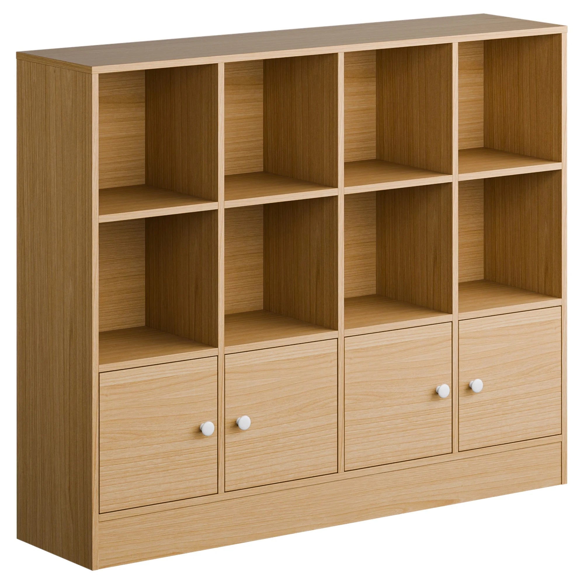 Cozy Castle 3-Tier Open Cube Bookcase with 12 Cubes and 4 Doors. Adjustable Shelves. White