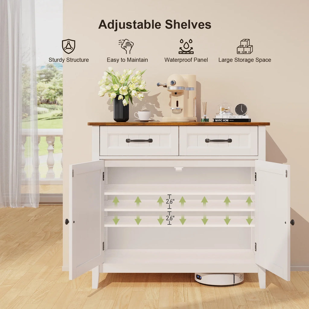 Coffee Bar. Lofka 42 Kitchen Storage Cabinet. Sideboard Buffet Cabinet with 8 Shelves. 1 Drawer