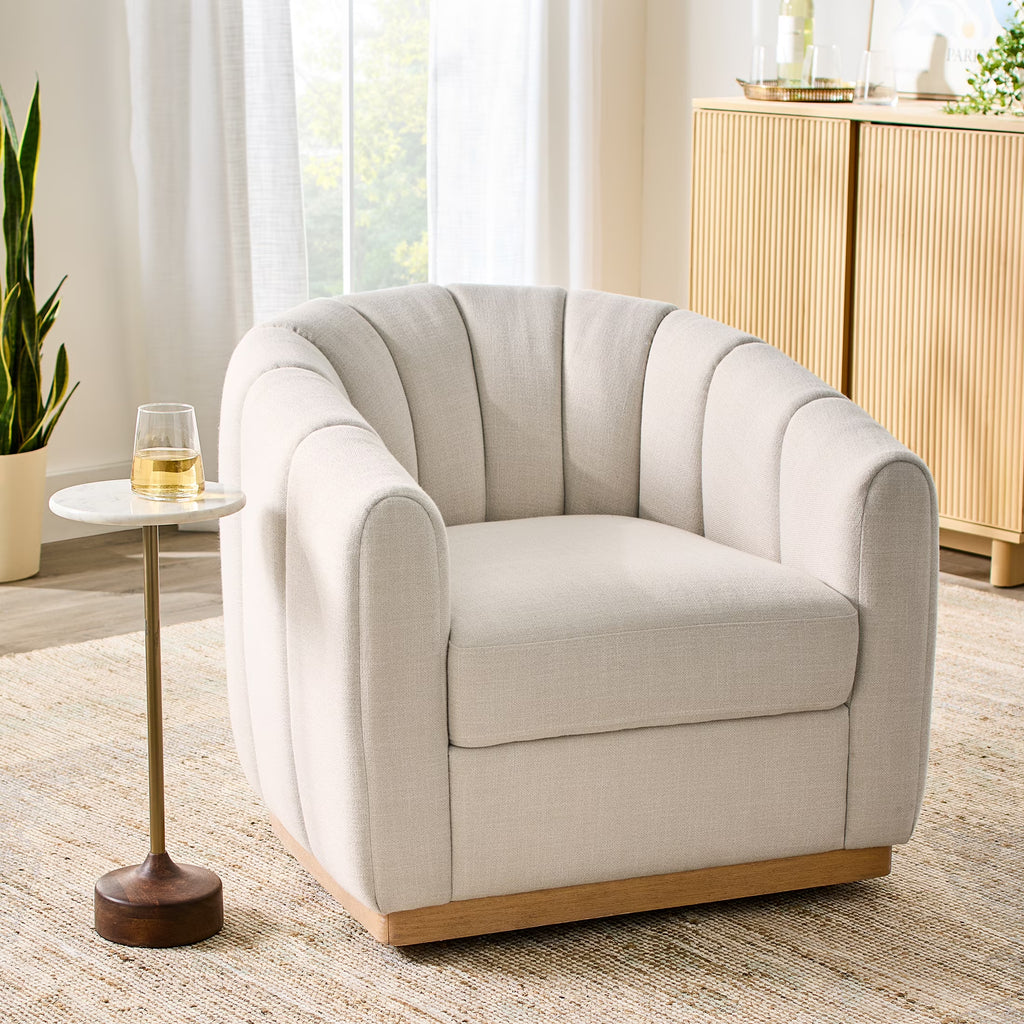 Better Homes & Gardens Lillian Accent Swivel Chair. Cream Linen