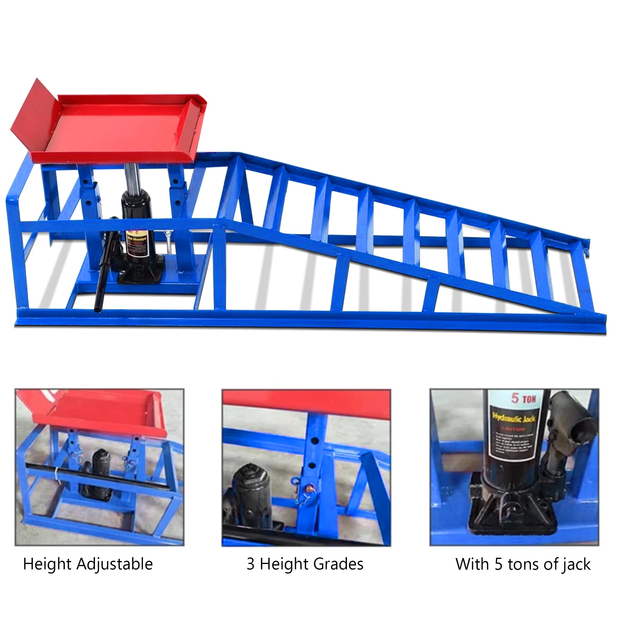 Lafati 2-Pack Hydraulic Car Ramps: Heavy-Duty Vehicle Ramps with 5T / 10000lbs Jack Load Capacity. Portable Design for Effortless Oil Changes and Car Lifts