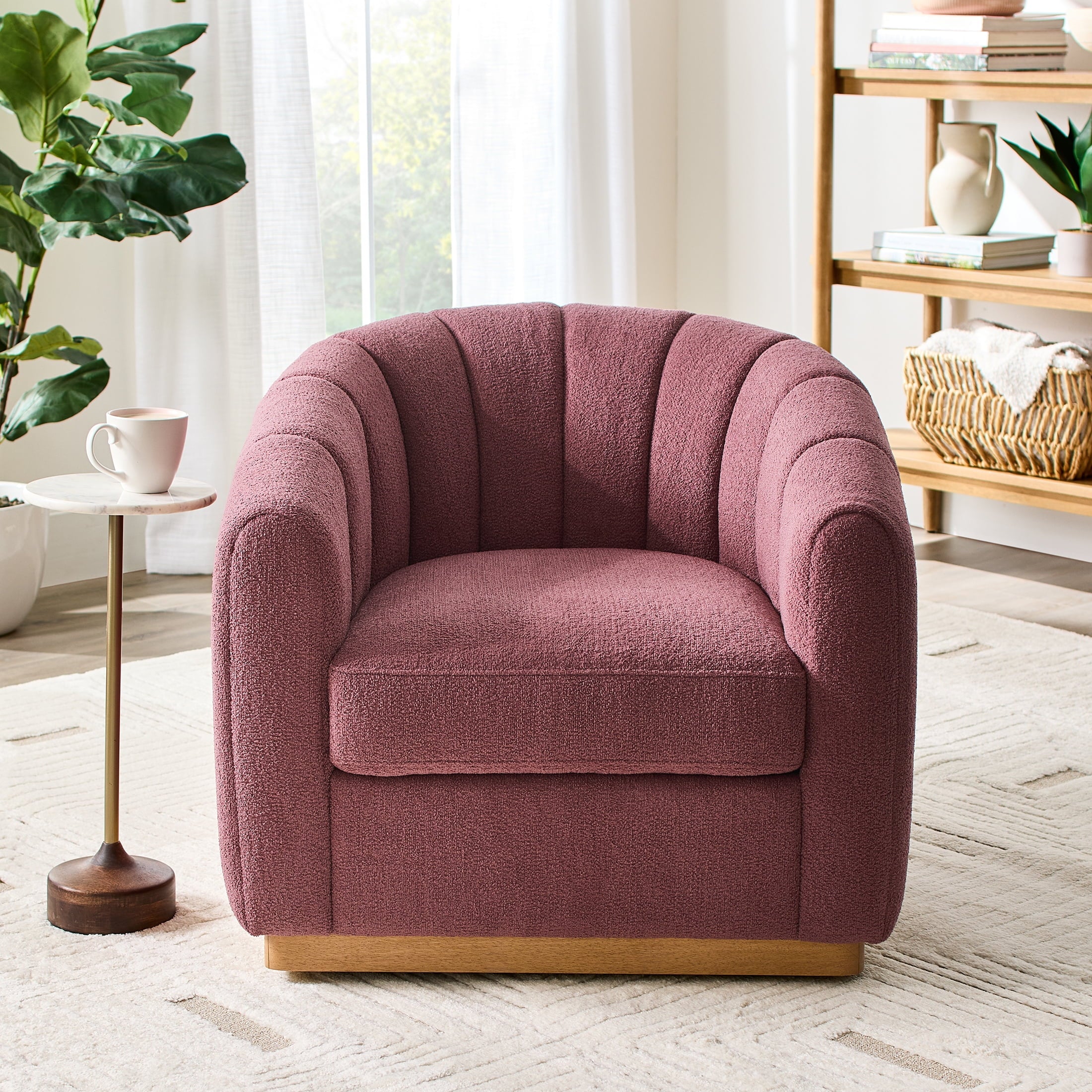 Better Homes & Gardens Lillian Accent Swivel Chair. Cream Linen