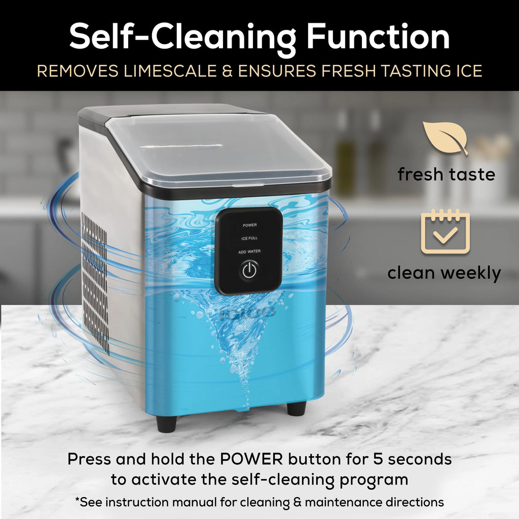 Igloo Self-Cleaning Countertop Ice Maker - Compact and Portable - Creates 26 lbs. Per Day. 8 Pieces Ready Every 7-8 Minutes - Includes Ice Scoop and Basket - Aqua