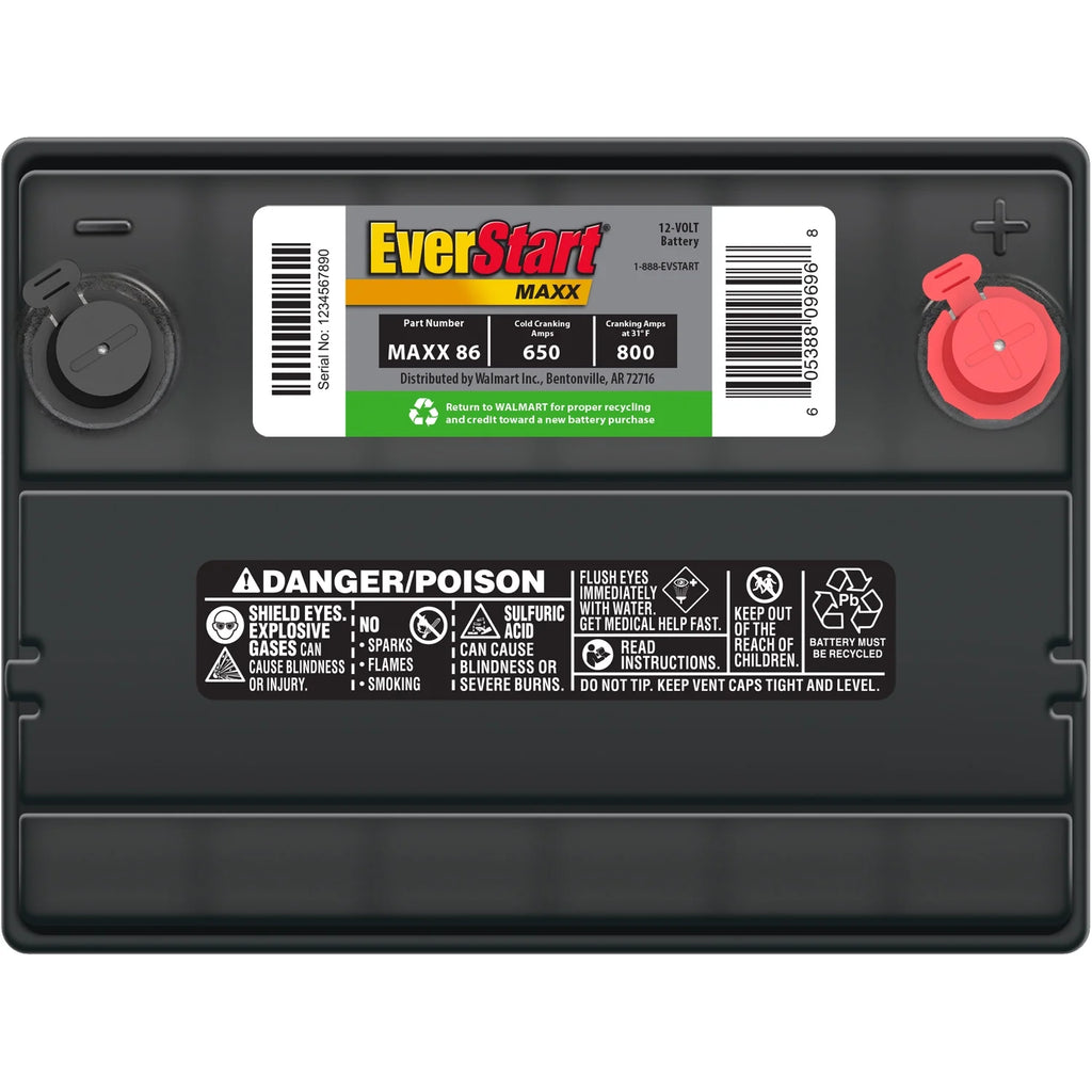 EverStart Maxx Lead Acid Automotive Battery. Group Size 86 12 Volt. 650 CCA