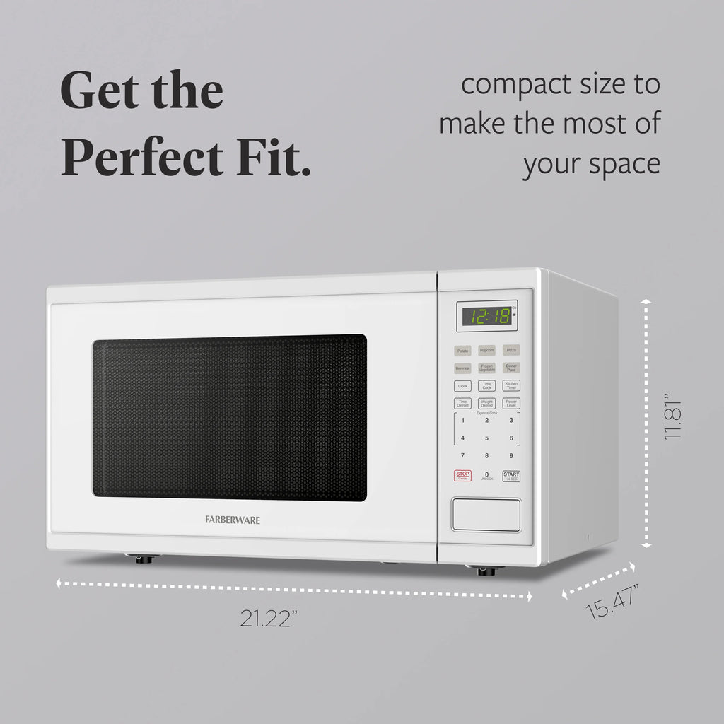 Farberware Countertop Microwave Ov 1100 Watts. 2.2 cu ft - Smart Sensor With LED Lighting and Child Lock - Perfect for Apartments and Dorms - Easy Clean Black Interior. Stainless Steel