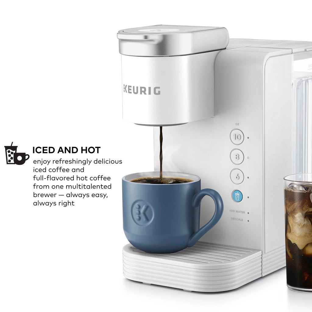 Keurig K-Iced Essentials Iced and Hot Single-Serve K-Cup Pod Coffee Maker. White