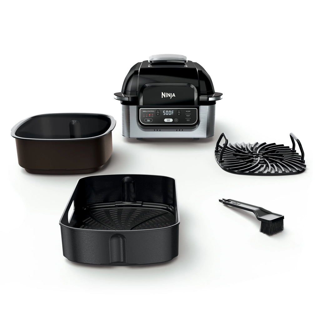 Ninja Foodi 4-in-1 Indoor Grill with 4-Qt Air Fryer. Roast. Bake. & Cyclonic Grilling Technology. Black/Stainless