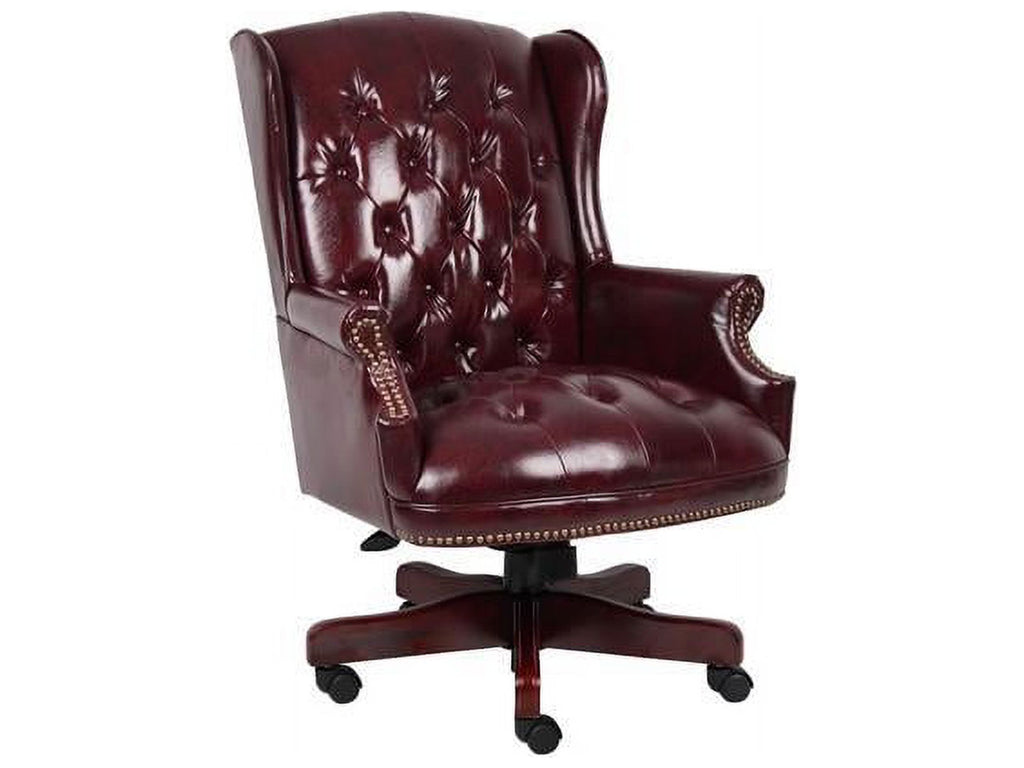 Boss Office Products Traditional High Back Faux Leather Tufted Executive Chair. Oxblood