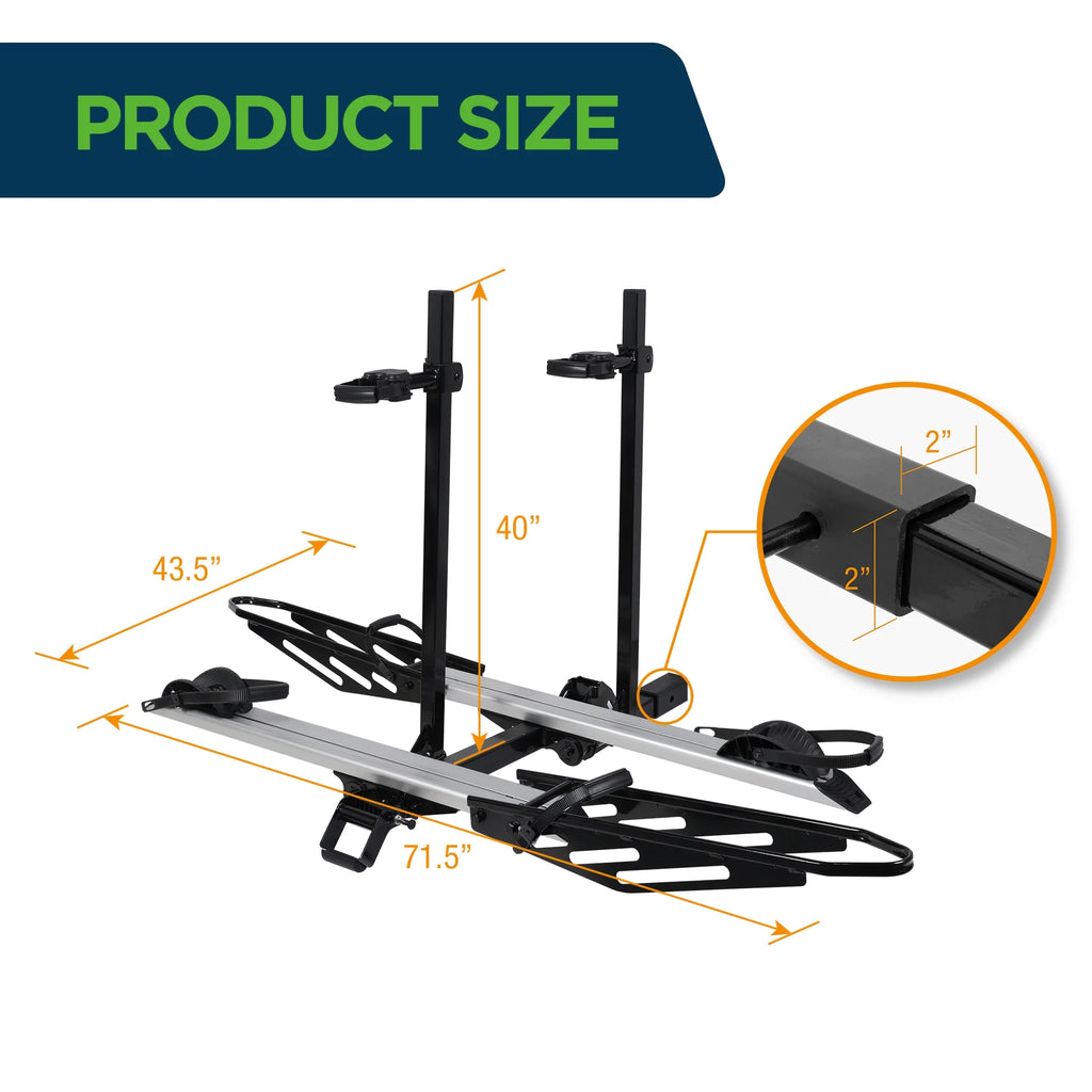 Young Electric Ebike Rack. 200lb Capacity. Alloy Steel Hitch Mount. Fits 5-Inch Fat Tire Bikes. 2-Inch Receiver