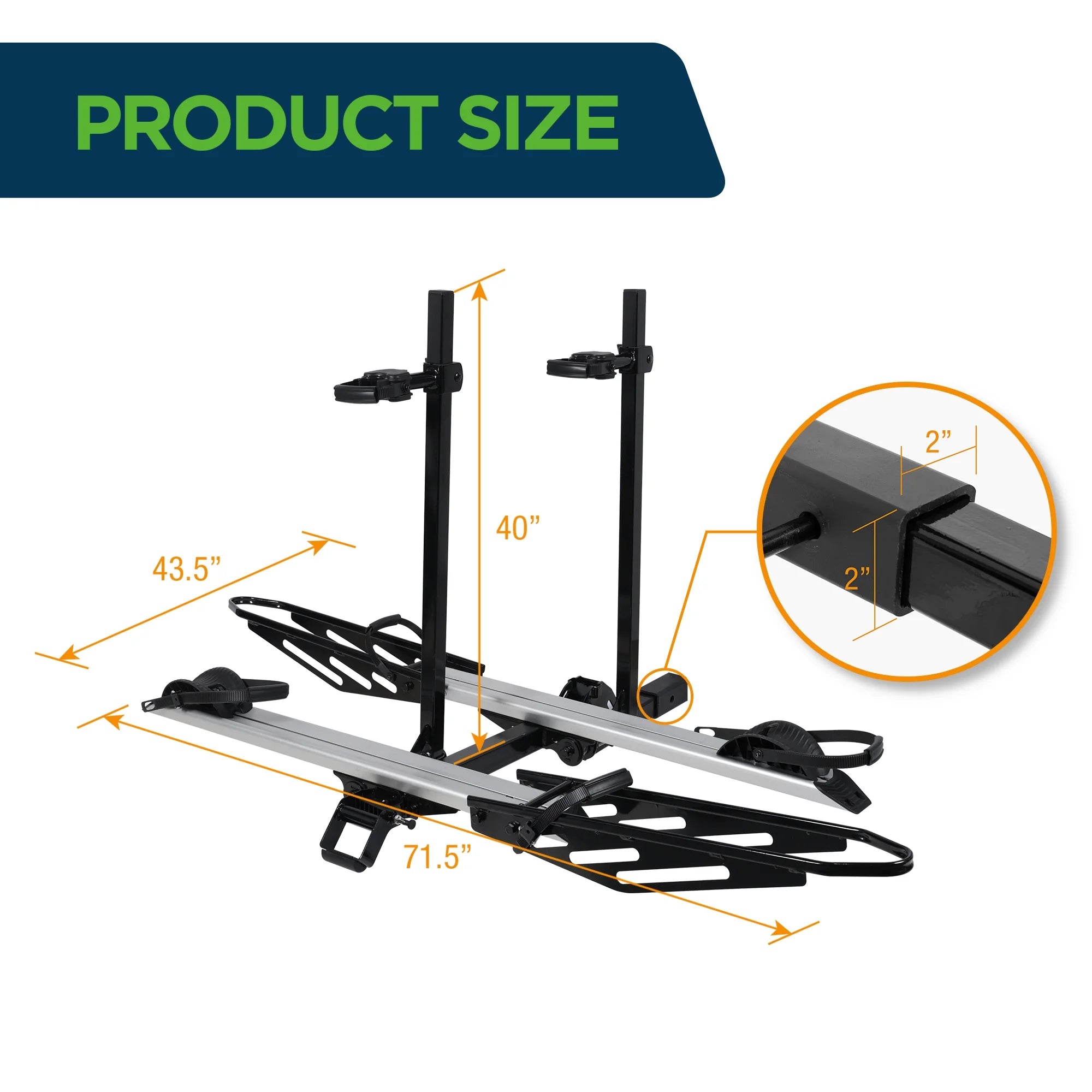Young Electric Ebike Rack. 200lb Capacity. Alloy Steel Hitch Mount. Fits 5-Inch Fat Tire Bikes. 2-Inch Receiver