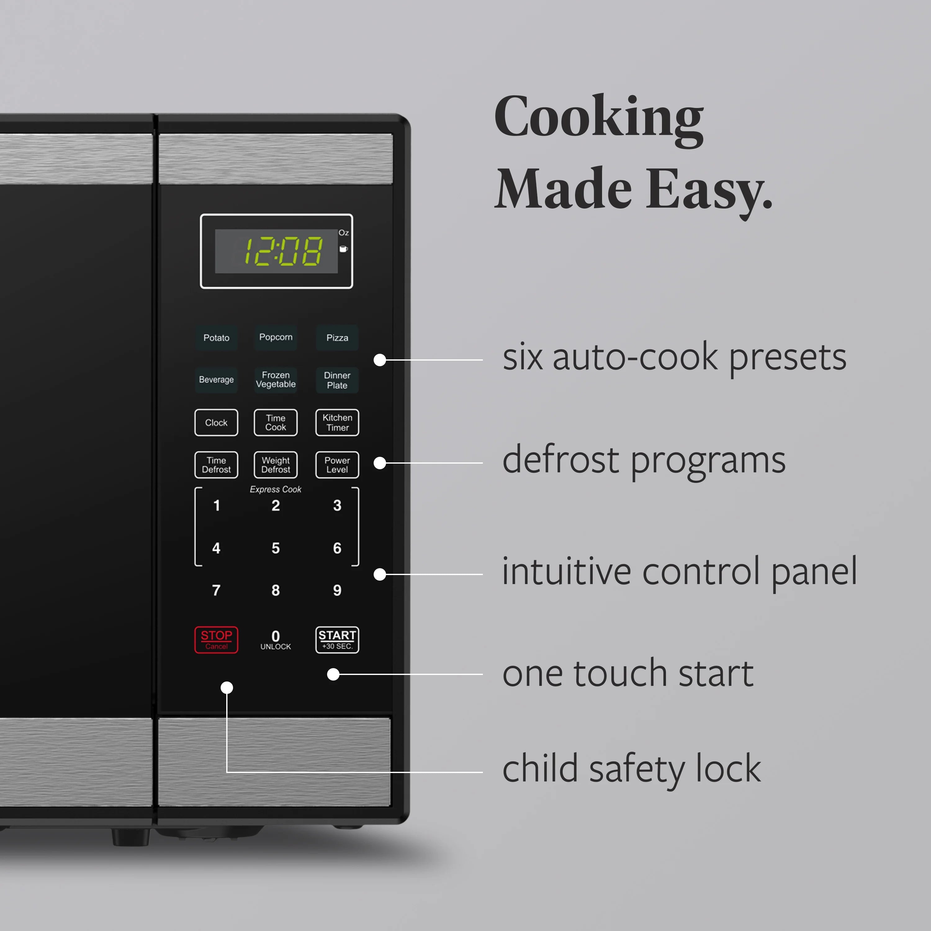 Farberware Countertop Microwave Ov 1100 Watts. 2.2 cu ft - Smart Sensor With LED Lighting and Child Lock - Perfect for Apartments and Dorms - Easy Clean Black Interior. Stainless Steel