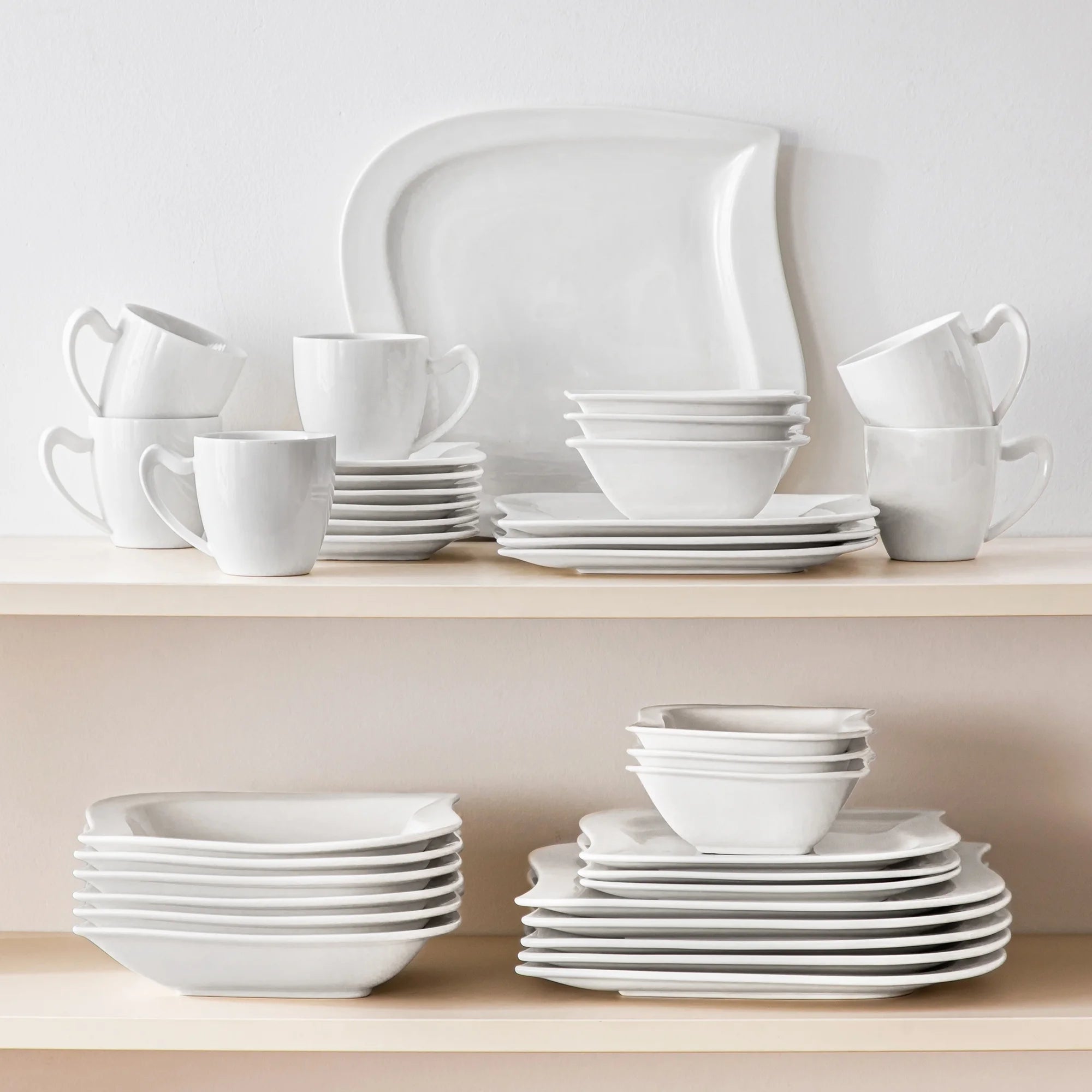 vancasso 36 pcs Dinnerware Sets. Plates and Bowls Set for 6. Porcelain Dinner Set. Marble Gray