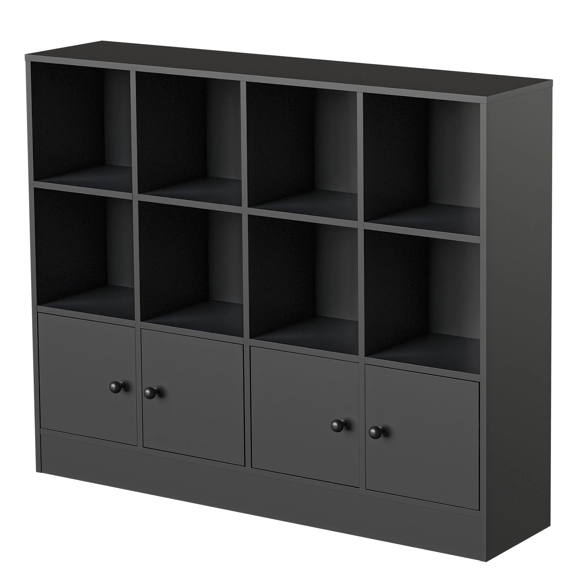 Cozy Castle 3-Tier Open Cube Bookcase with 12 Cubes and 4 Doors. Adjustable Shelves. White