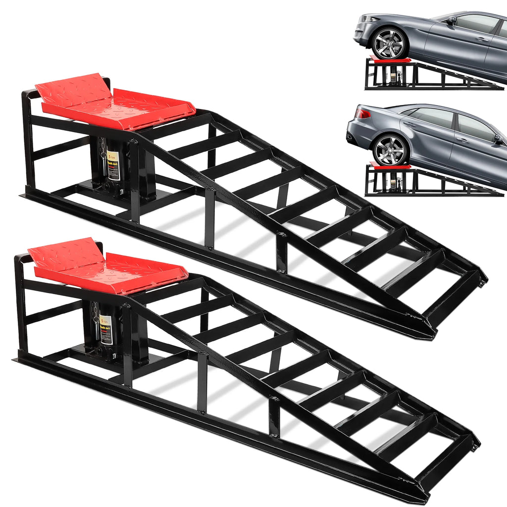 Lafati 2-Pack Hydraulic Car Ramps: Heavy-Duty Vehicle Ramps with 5T / 10000lbs Jack Load Capacity. Portable Design for Effortless Oil Changes and Car Lifts