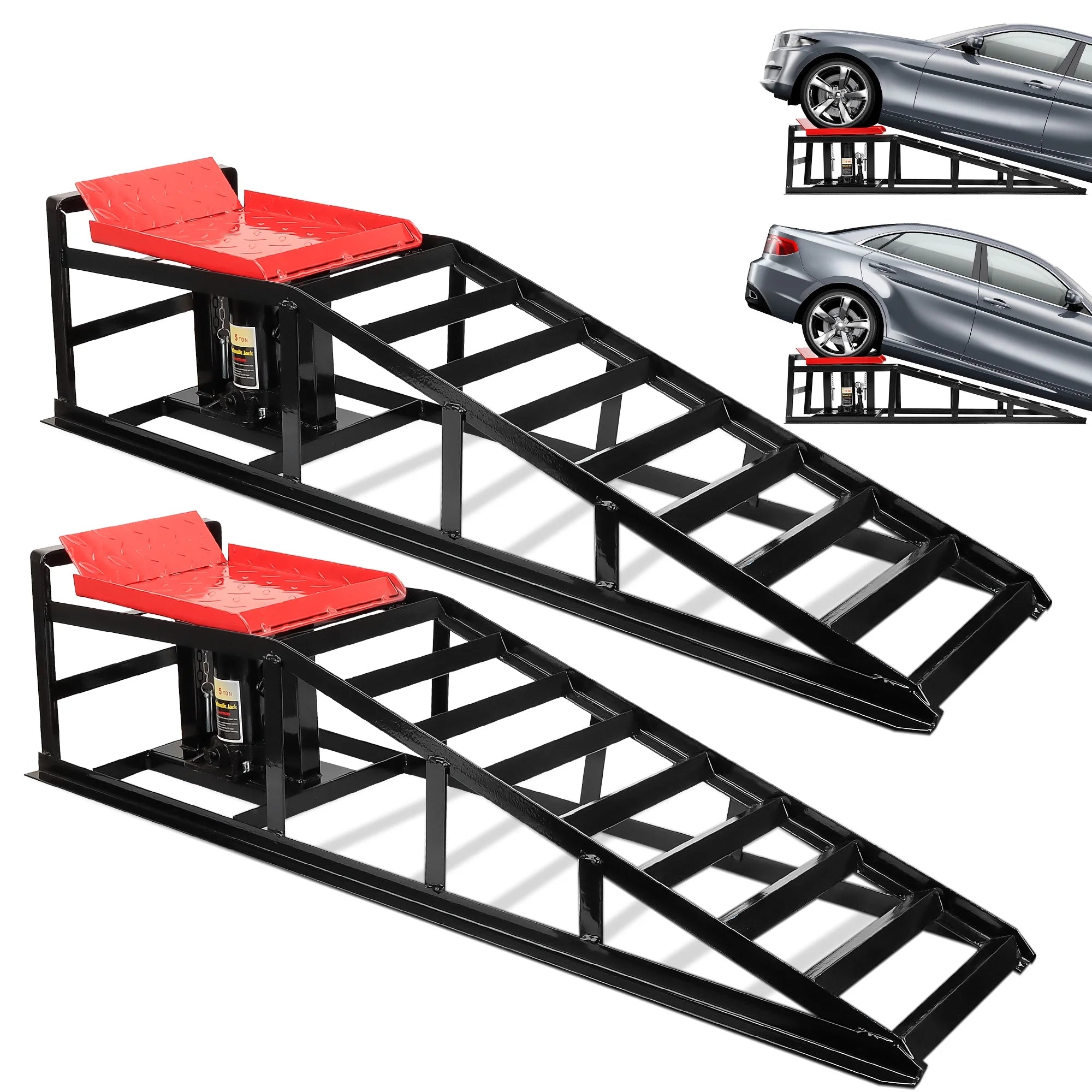 Lafati 2-Pack Hydraulic Car Ramps: Heavy-Duty Vehicle Ramps with 5T / 10000lbs Jack Load Capacity. Portable Design for Effortless Oil Changes and Car Lifts