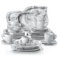 vancasso 36 pcs Dinnerware Sets. Plates and Bowls Set for 6. Porcelain Dinner Set. Marble Gray