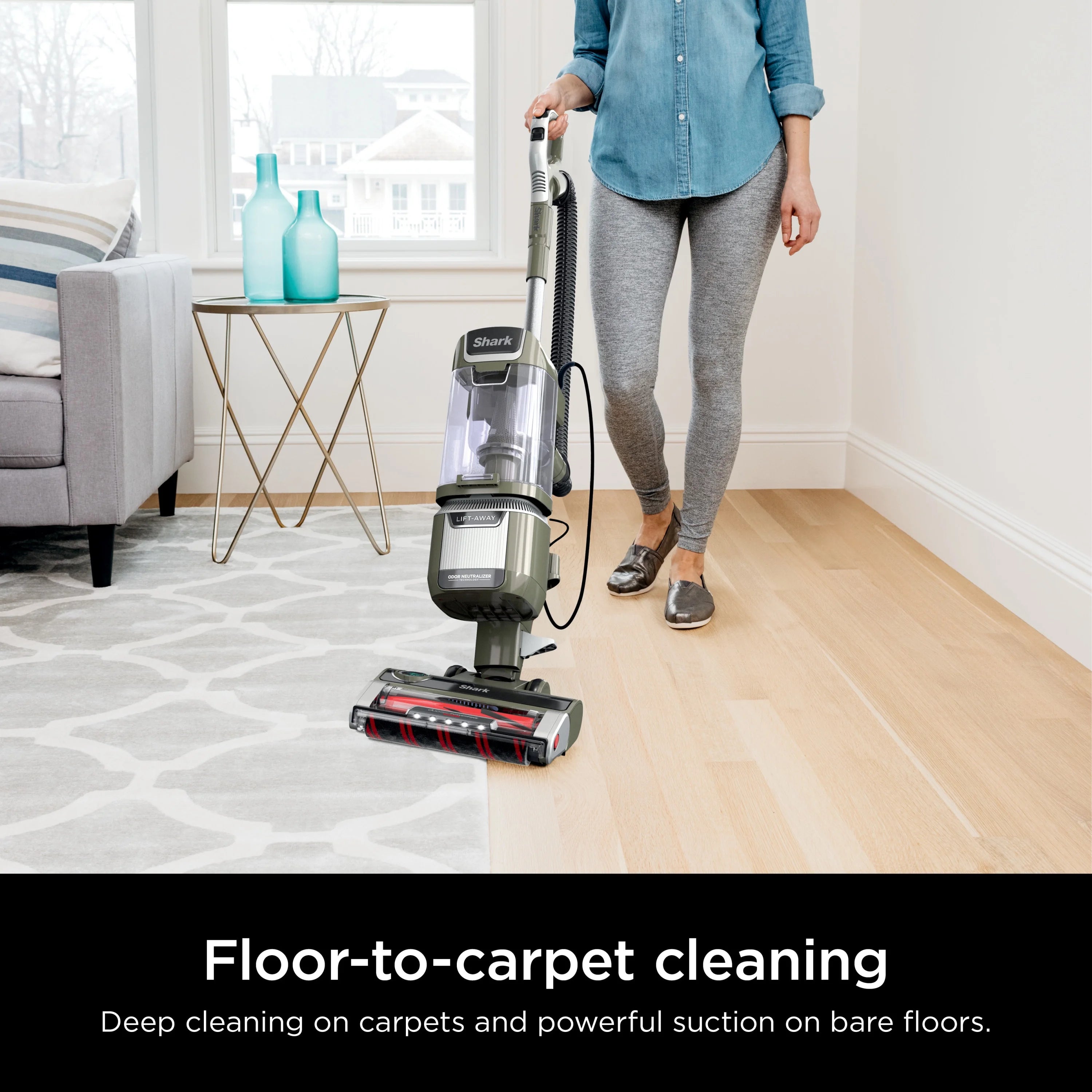 Shark Upright Vacuum. Rotator Pet Lift-Away ADV. Pet Friendly. Bagless. DuoClean PowerFins HairPro Brushroll. HEPA Filter. Hard Floor and Carpet. Swivel Steering. LED Lights. LA700. Sage