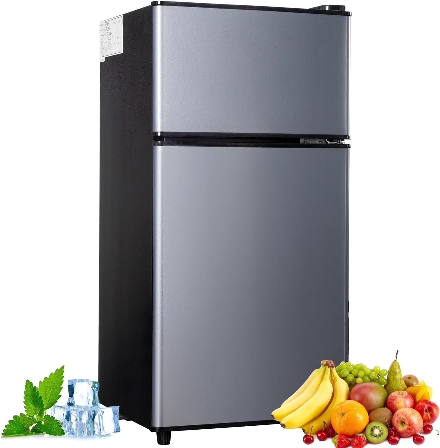 Kcpolre Mini Fridge with Freezer. 2.5 Cu.ft Small Fridge. Low Noise.7 Adjustable Thermostat. Double Door Small Refrigerator for Dorm. Bedroom. Office. Blue