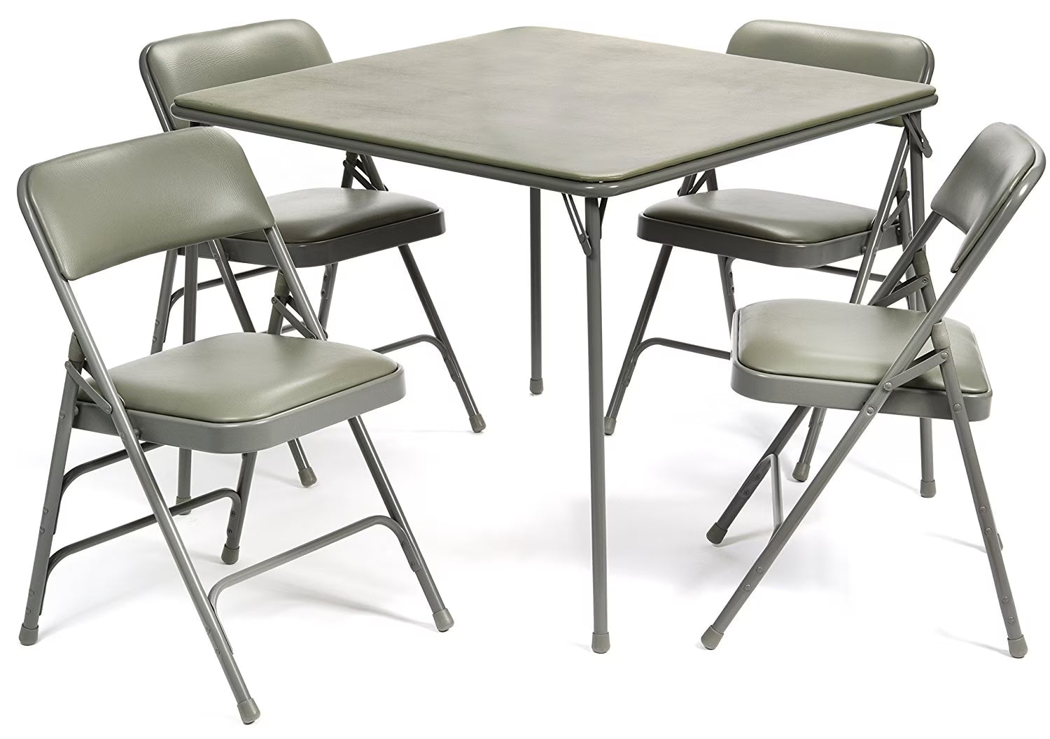 5pc. XL Series 4 Folding Card Table and Triple Braced Vinyl Padded Chair Set. Commercial Quality. Beige. 30