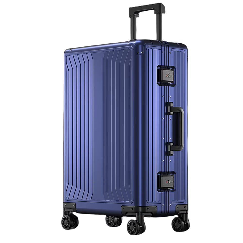 All Aluminum Magnesium Hardshell Carry on Luggage with Wheels. Modern Zipperless Hardshell Checked Luggage with TSA Lock. Airline Approved Metal Suitcase Travel Metal Rolling Luggage