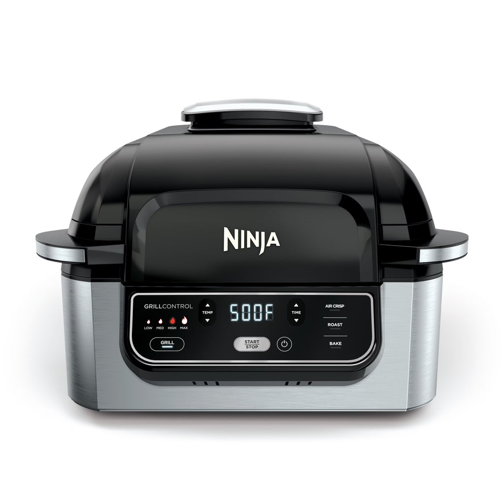 Ninja Foodi 4-in-1 Indoor Grill with 4-Qt Air Fryer. Roast. Bake. & Cyclonic Grilling Technology. Black/Stainless