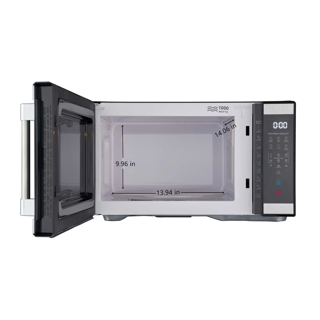 Hamilton Beach 1.1 cu ft Countertop Microwave Oven. Black and Stainless Steel
