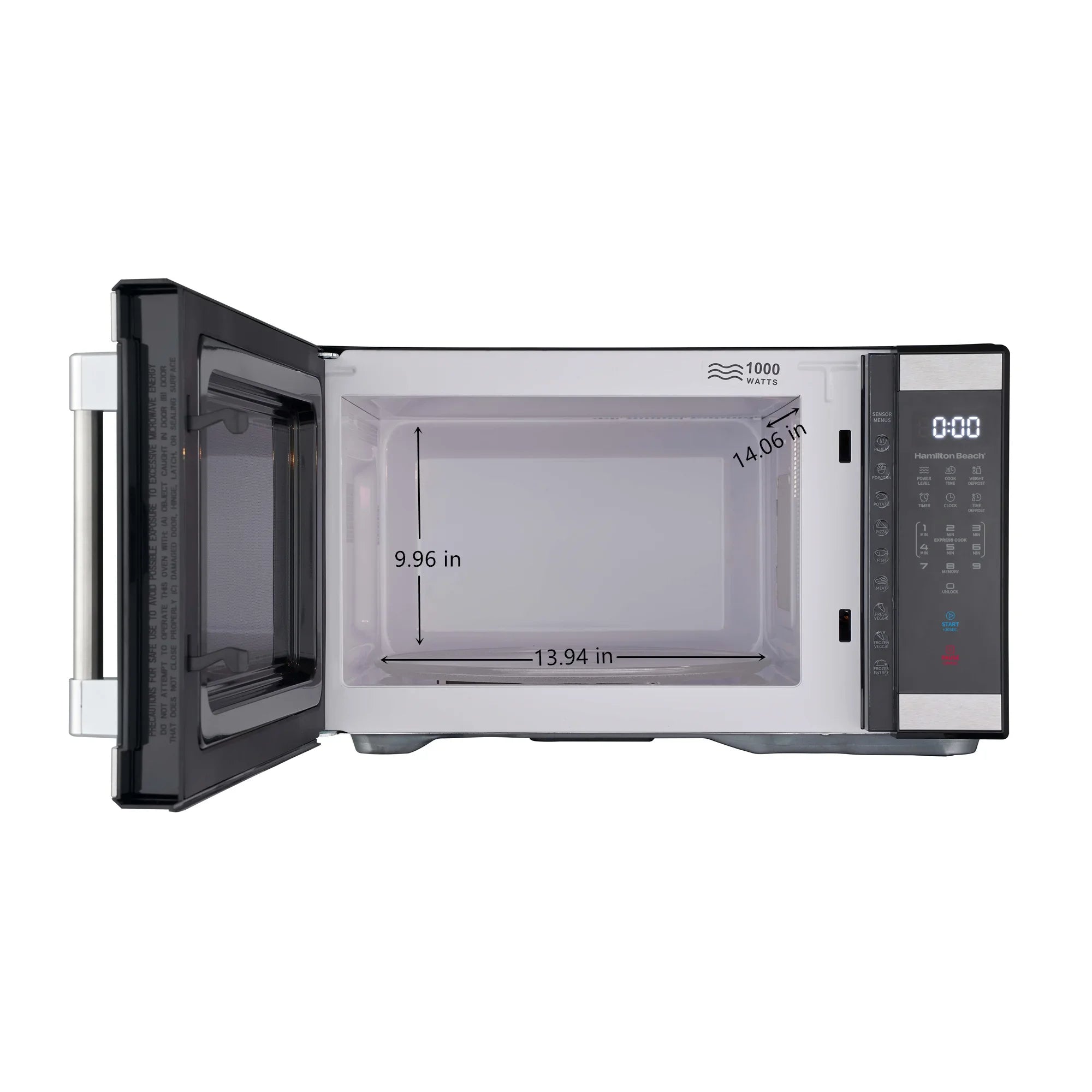 Hamilton Beach 1.1 cu ft Countertop Microwave Oven. Black and Stainless Steel