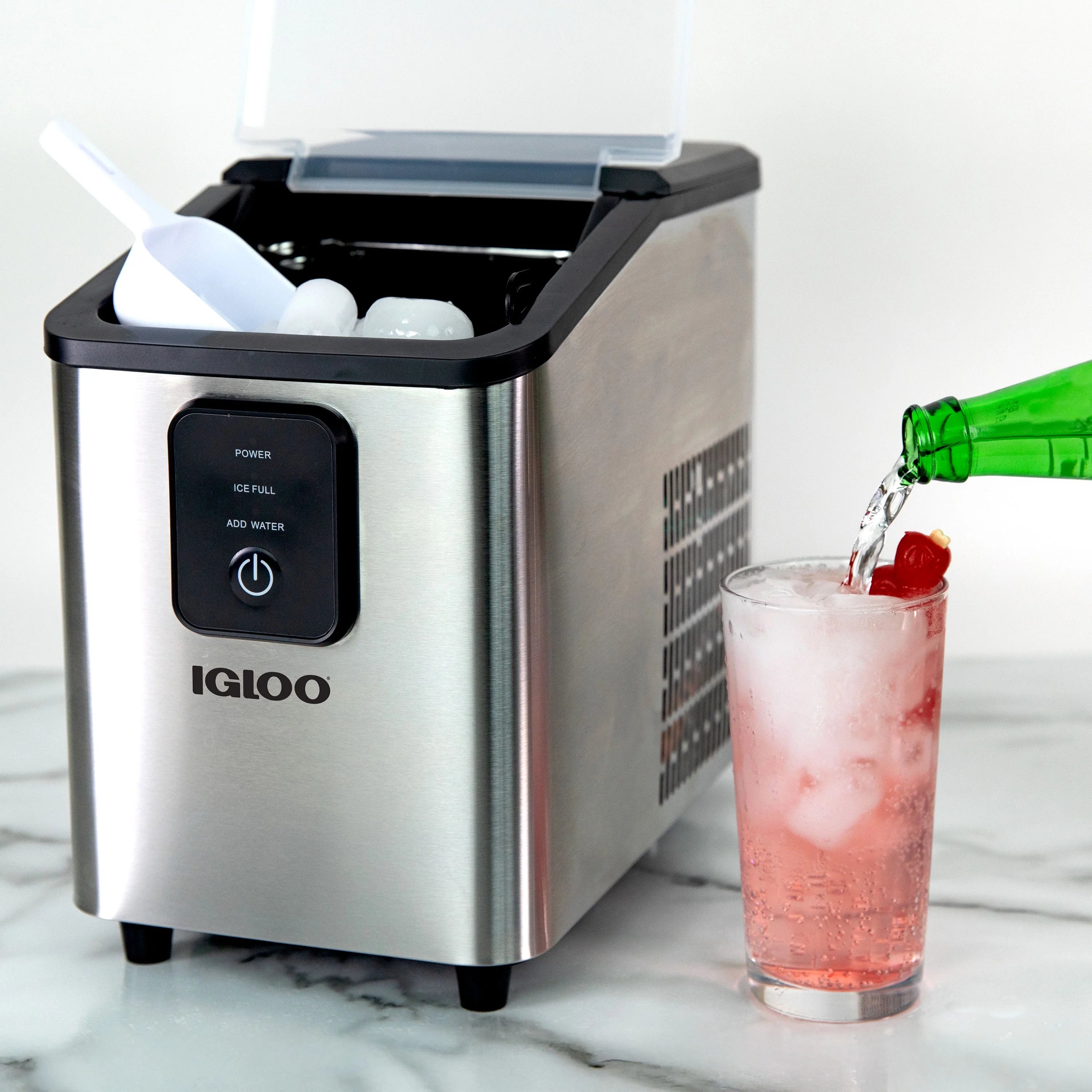 Igloo Self-Cleaning Countertop Ice Maker - Compact and Portable - Creates 26 lbs. Per Day. 8 Pieces Ready Every 7-8 Minutes - Includes Ice Scoop and Basket - Aqua