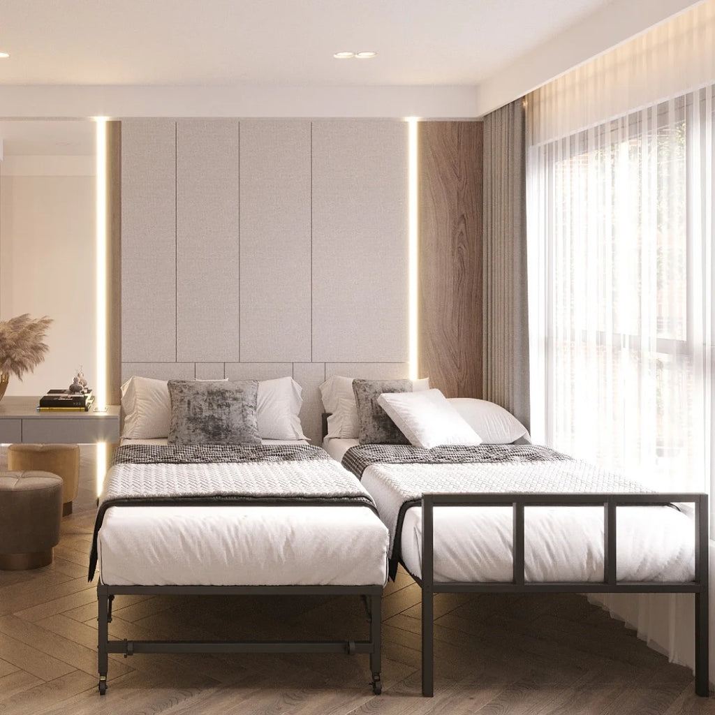 Milliard Twin Daybed and Fold-up Trundle Set. Frame - Mattresses Sold Separately (Black)
