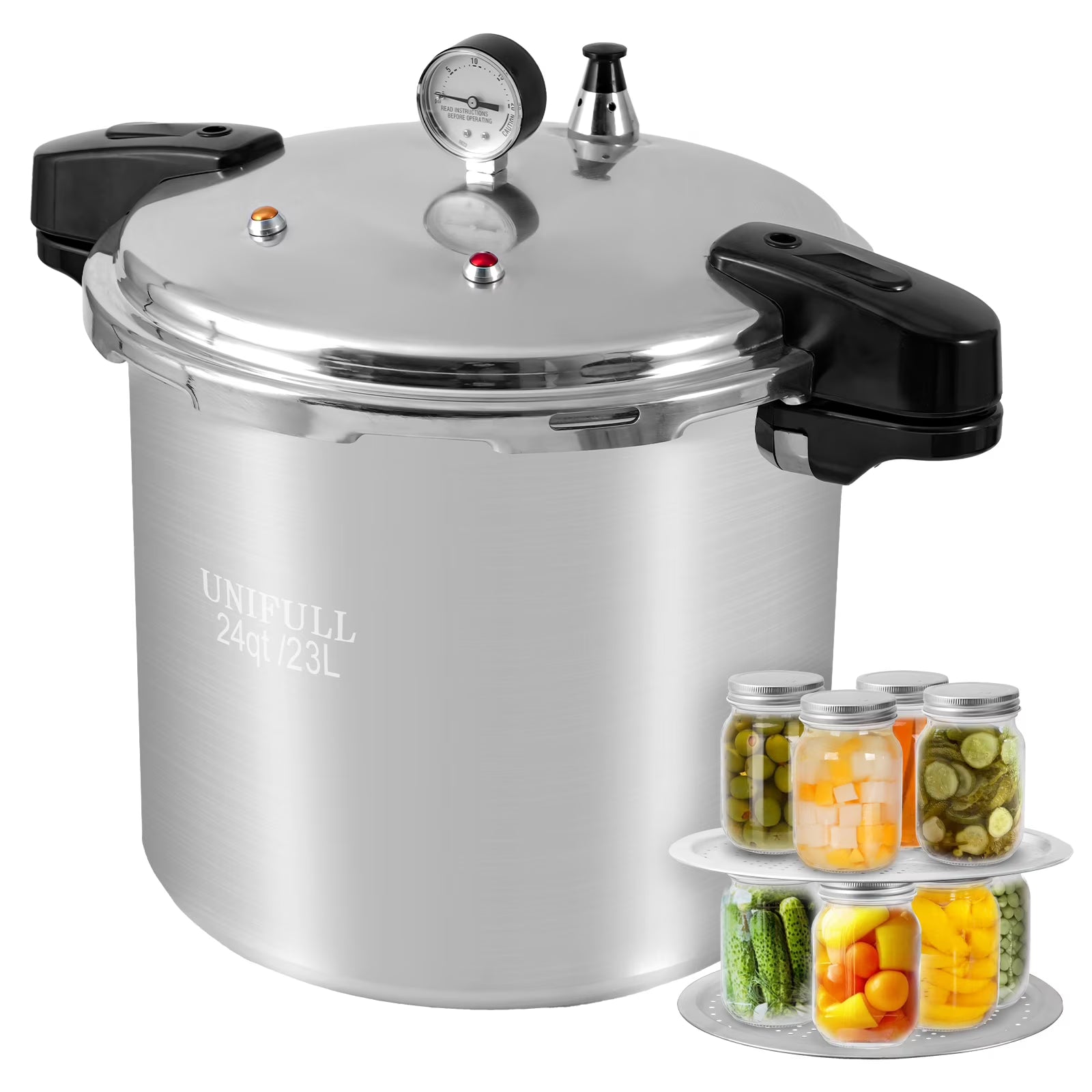 UNIFULL 24 Quart/23 Liter Pressure Cooker.Pressure Canner with Pressure Gauge.Pressure Relief Valve - 15 PSI.and Sealing Ring