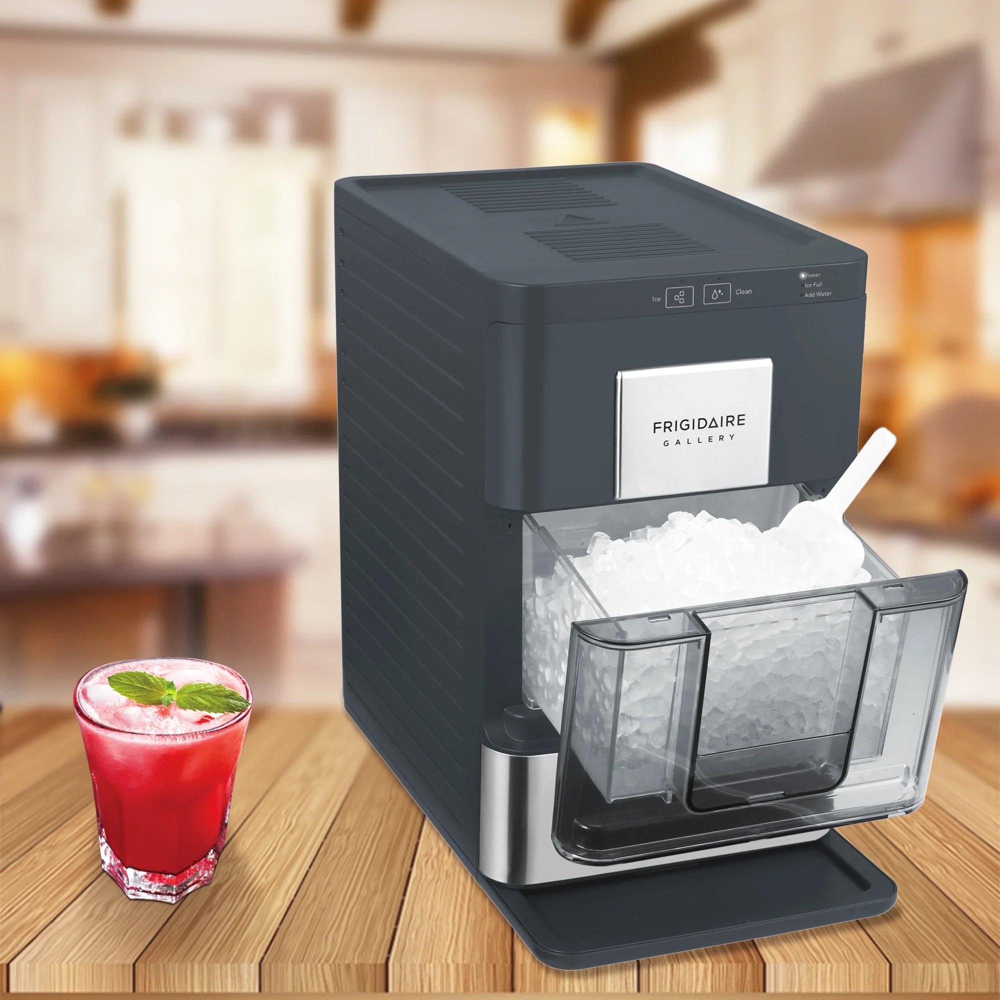 Frigidaire Nugget Ice Maker EFIC256. Countertop Nugget Ice Machine with Transparent Window. Nugget Ice Maker with 44 lbs. Capacity. Auto Self Cleaning Ice Maker Machine. Black
