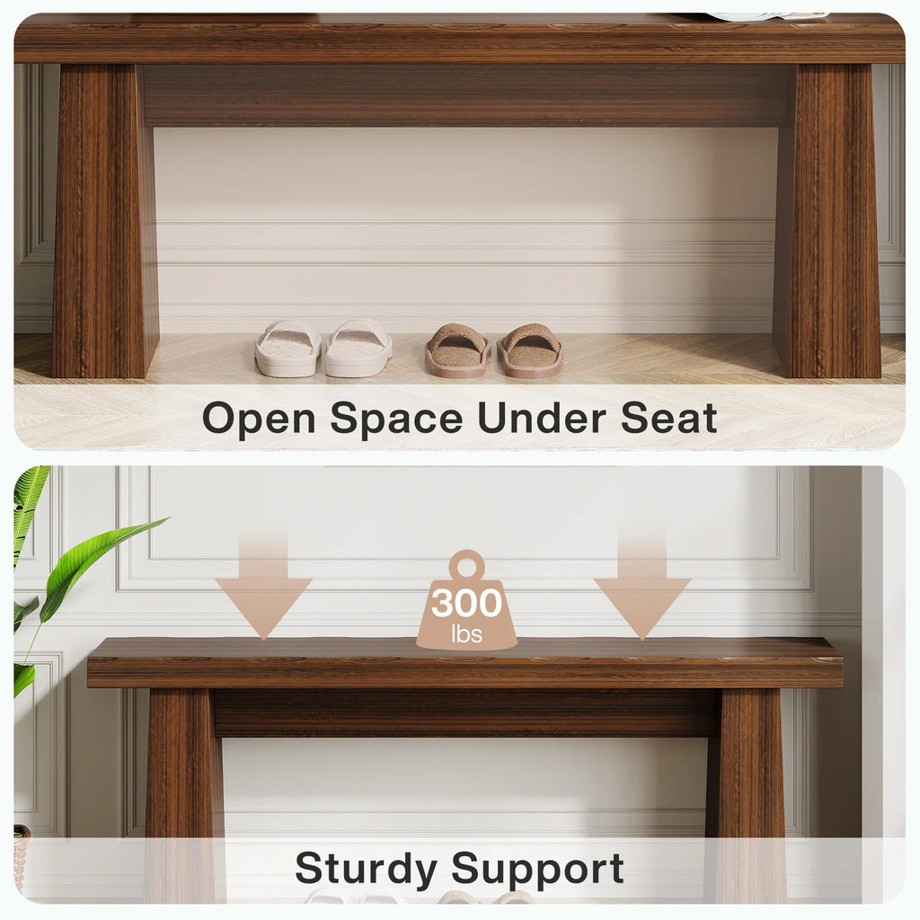 Fnova 48 Wooden Two - Person Backless Entryway Bench with Under - Bench Storage for Outdoor Garden. Living Room. Bedroom. Dining Room. Hallway