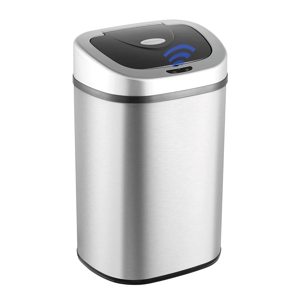 Nine Stars Automatic Trash Can. 21 Gallon Stainless Steel. Motion Sensor Hands Free Soft Close Lid Garbage Bin. Silver