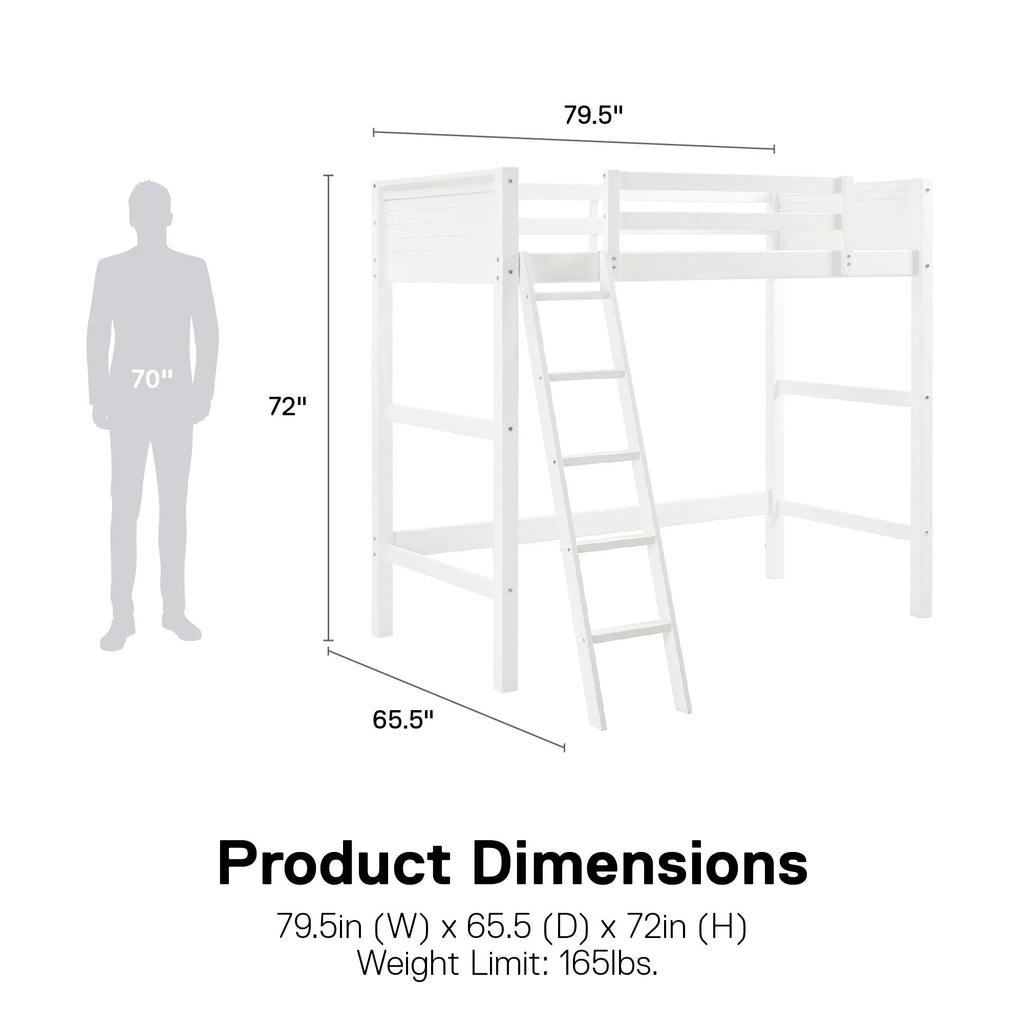Your Zone Kiarah Twin Loft Bed with Ladder. White
