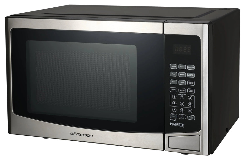 Emerson 1.2 Cu Ft. 1000W Stainless Steel Countertop Microwave Oven with Inverter Technology. Touch Control. MWI1212SS
