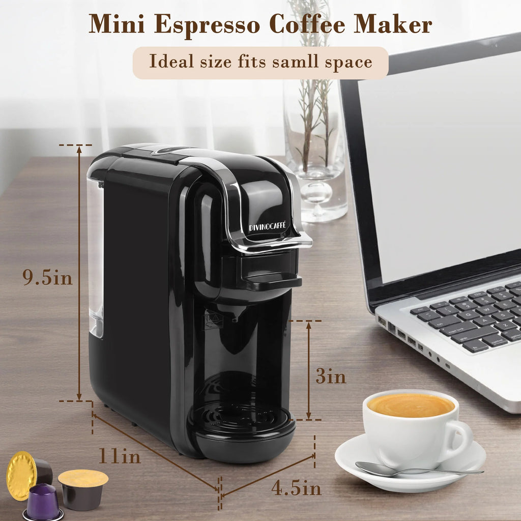 Espresso Maker for Nespresso Capsule. Lavazza Blue Capsule & Coffee Powder. 19 Bar Pump Pressure Makes Authentic Espresso Coffee. Mini Espresso Coffee Machines with Removable Water Tank.