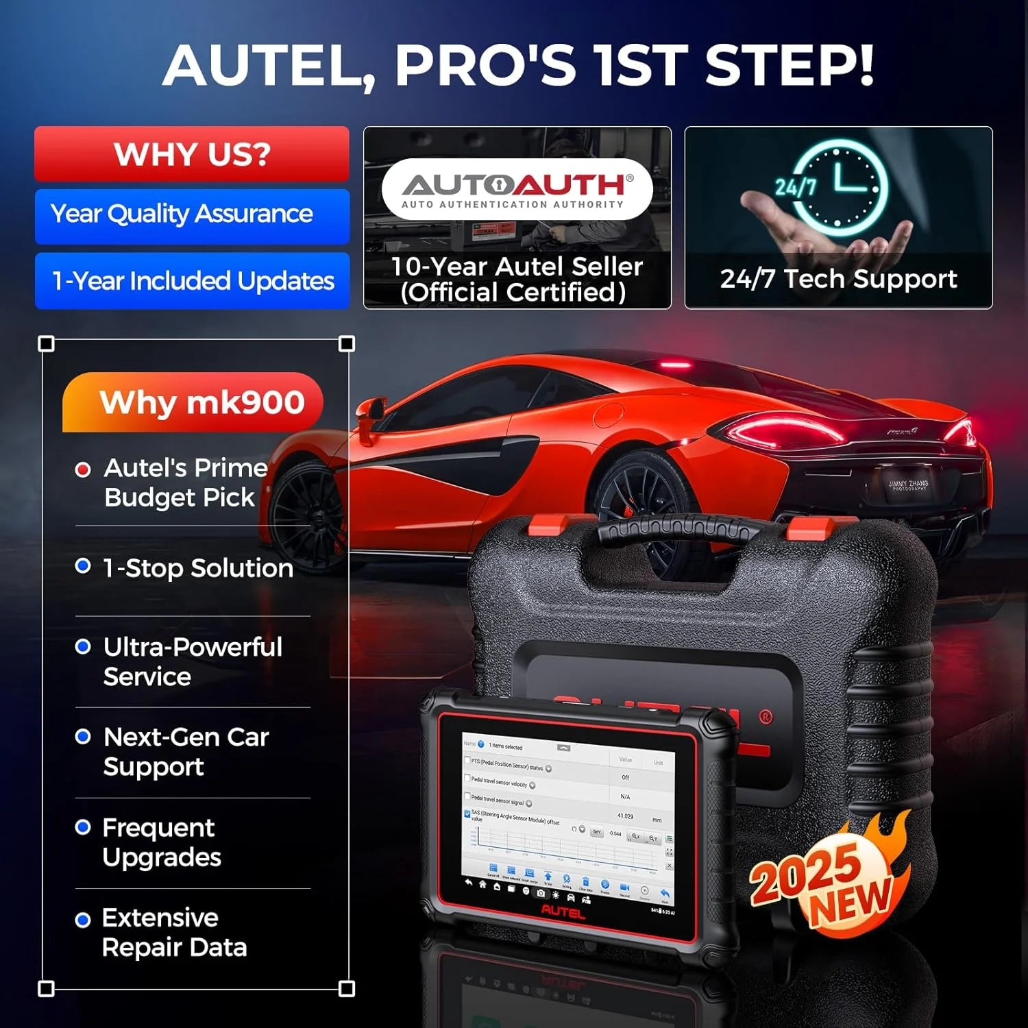 Autel Scanner MaxiCOM MK900 Automotive Diagnostic Scan Tool OBD2 All System Diagnose. 40+ Service. Active Tests. FCA Autoauth & SGW. Upgraded Ver. of MaxiCheck MX808S. MX900