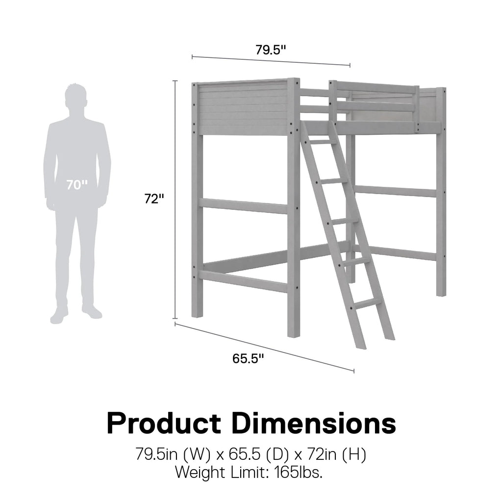 Your Zone Kiarah Twin Loft Bed with Ladder. White