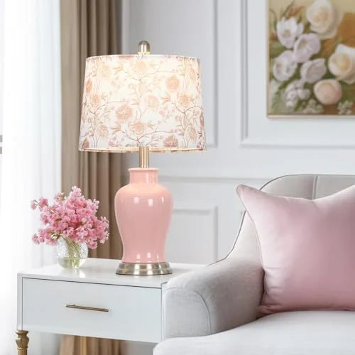 Modern Ceramic Table Lamps Set of 2. 23 White Ceramic Lamps for Living Room. Rustic Farmhouse Bedside Lamp with Ginger Jar Design. Elegant Bedroom Lamp for Nightstand Desk Side End Table Home Decor