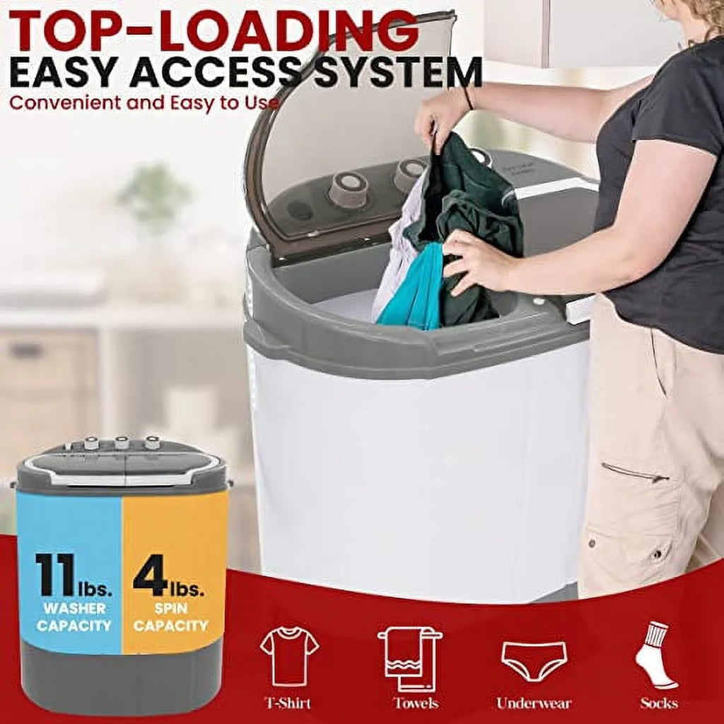 Pyle Pure Clean 110 Volt 2 in 1 Compact and Portable Washer and Dryer. Gray