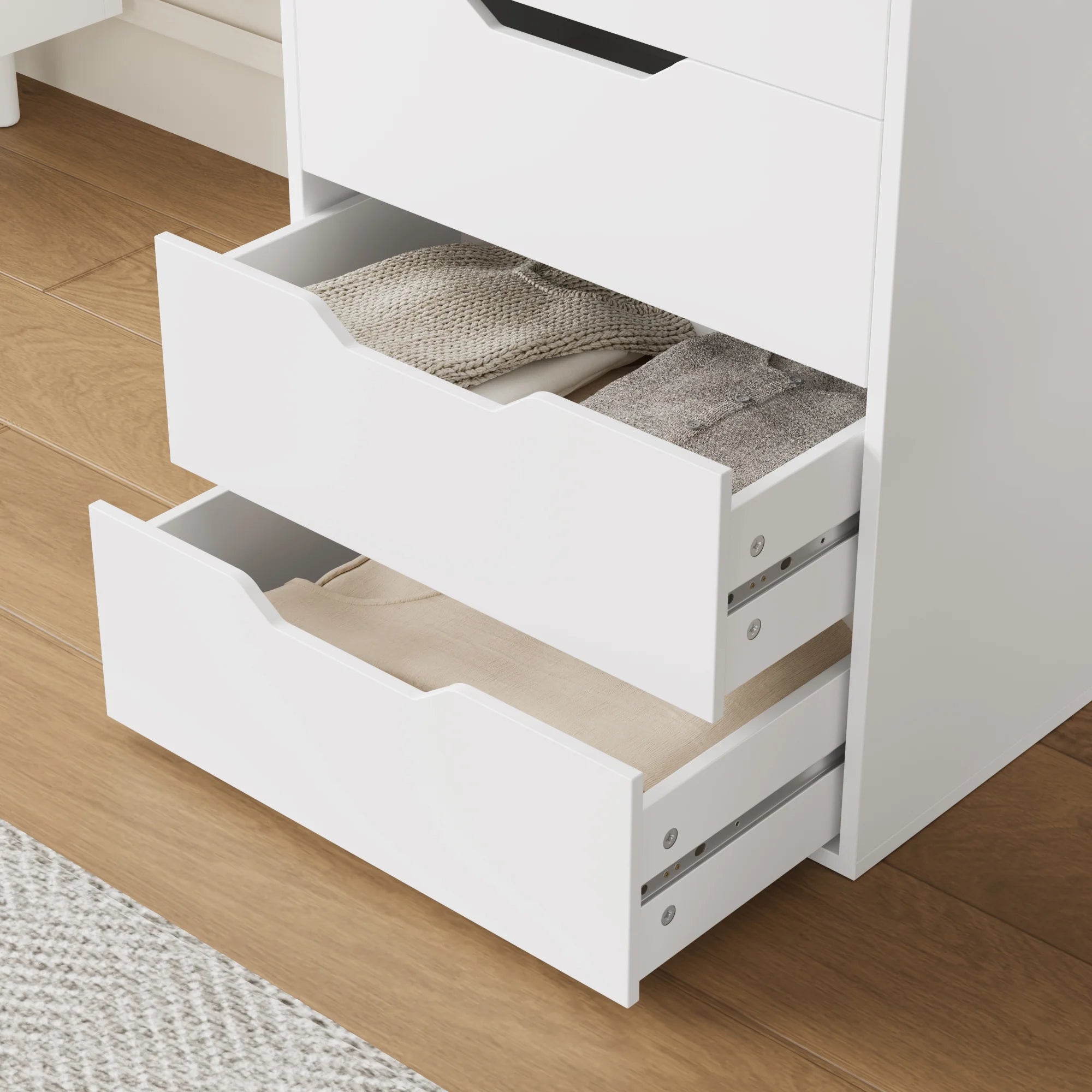 Homfa Vertical 8 Drawer Dresser. 44.5����H Modern Drawers Dresser for Bedroom Living Room. White