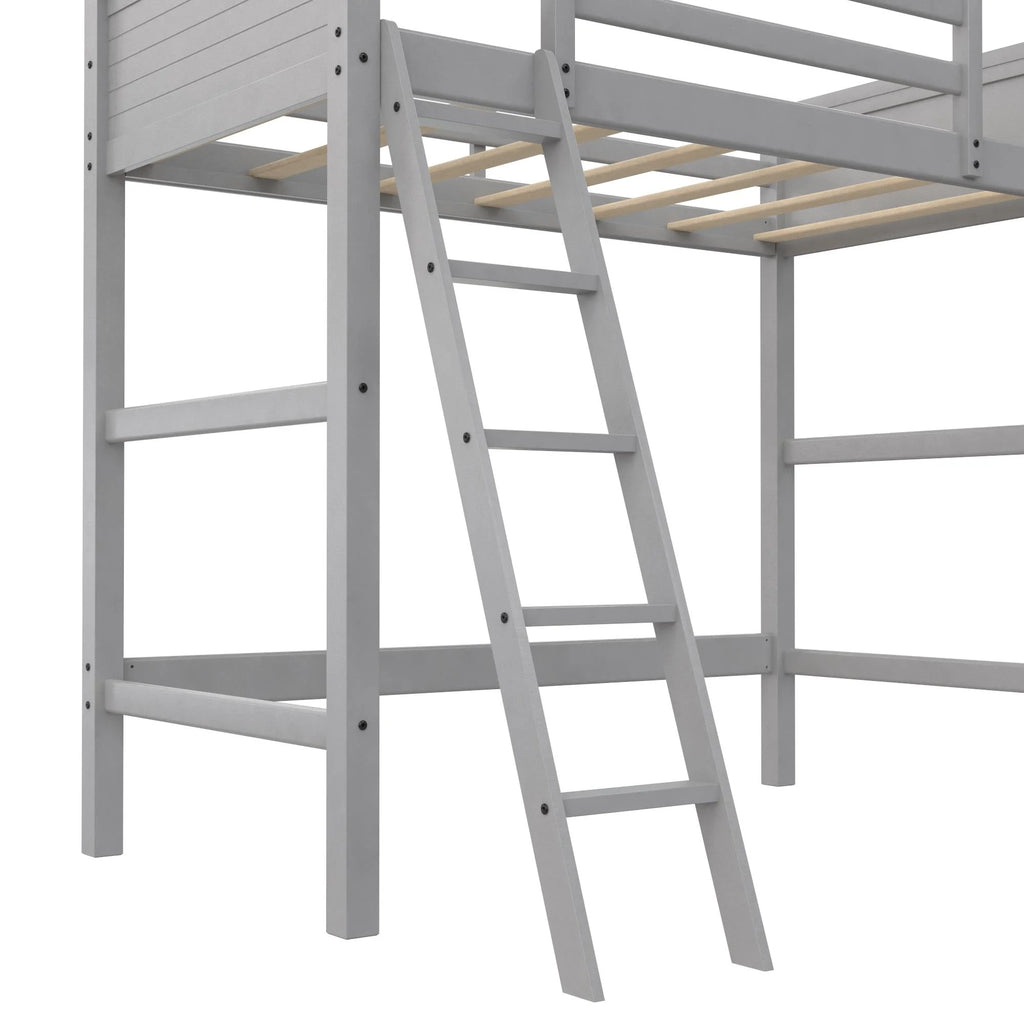 Your Zone Kiarah Twin Loft Bed with Ladder. White