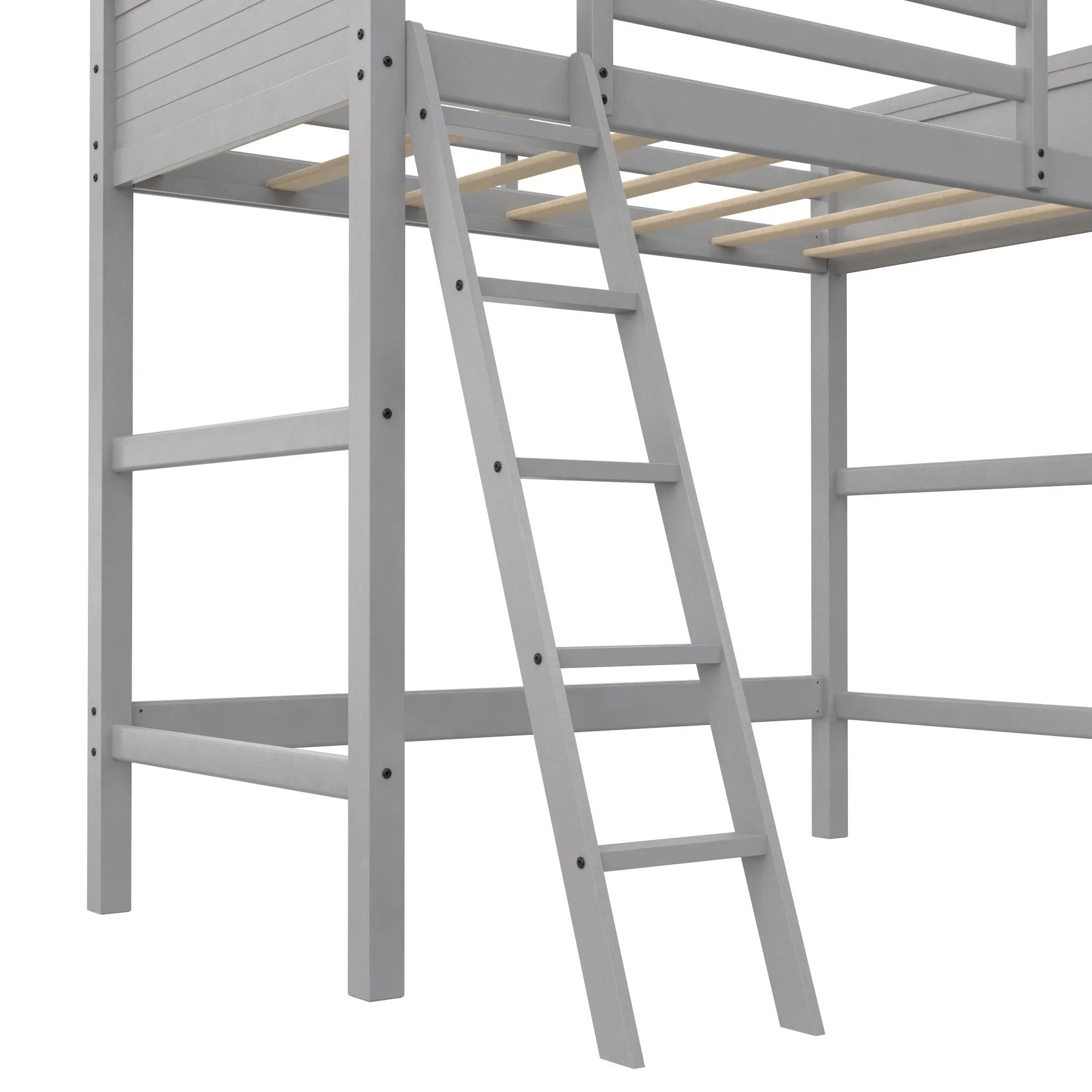 Your Zone Kiarah Twin Loft Bed with Ladder. White