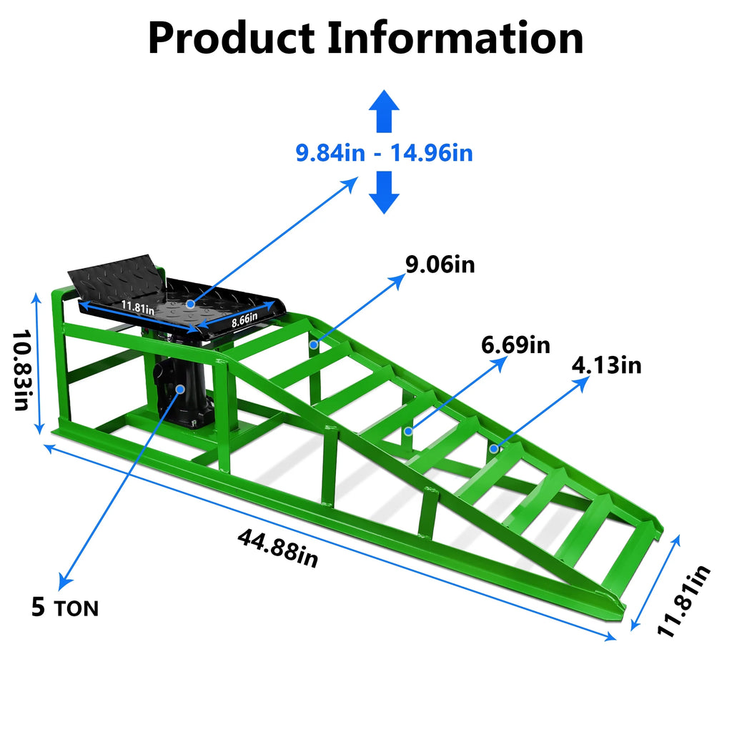 Lafati 2-Pack Hydraulic Car Ramps: Heavy-Duty Vehicle Ramps with 5T / 10000lbs Jack Load Capacity. Portable Design for Effortless Oil Changes and Car Lifts