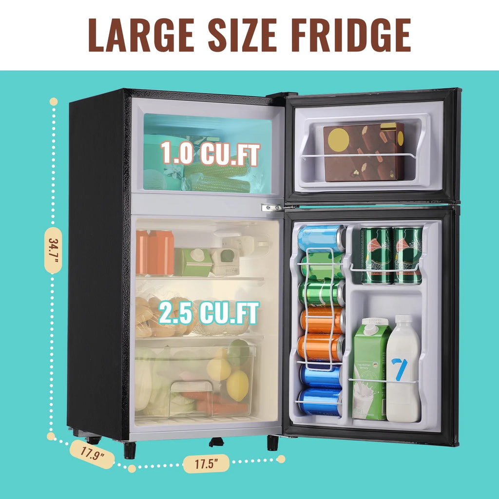WANAI 5.0 Cu.ft Mini Refrigerator with Freezer 7 Settings Temp Adjustable Large Compact Fridge Silver