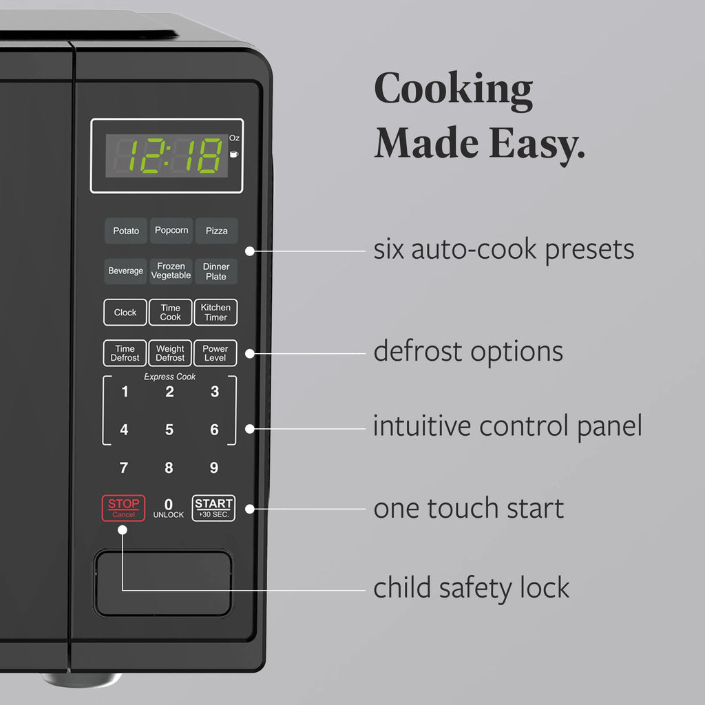 Farberware Countertop Microwave Ov 1100 Watts. 2.2 cu ft - Smart Sensor With LED Lighting and Child Lock - Perfect for Apartments and Dorms - Easy Clean Black Interior. Stainless Steel