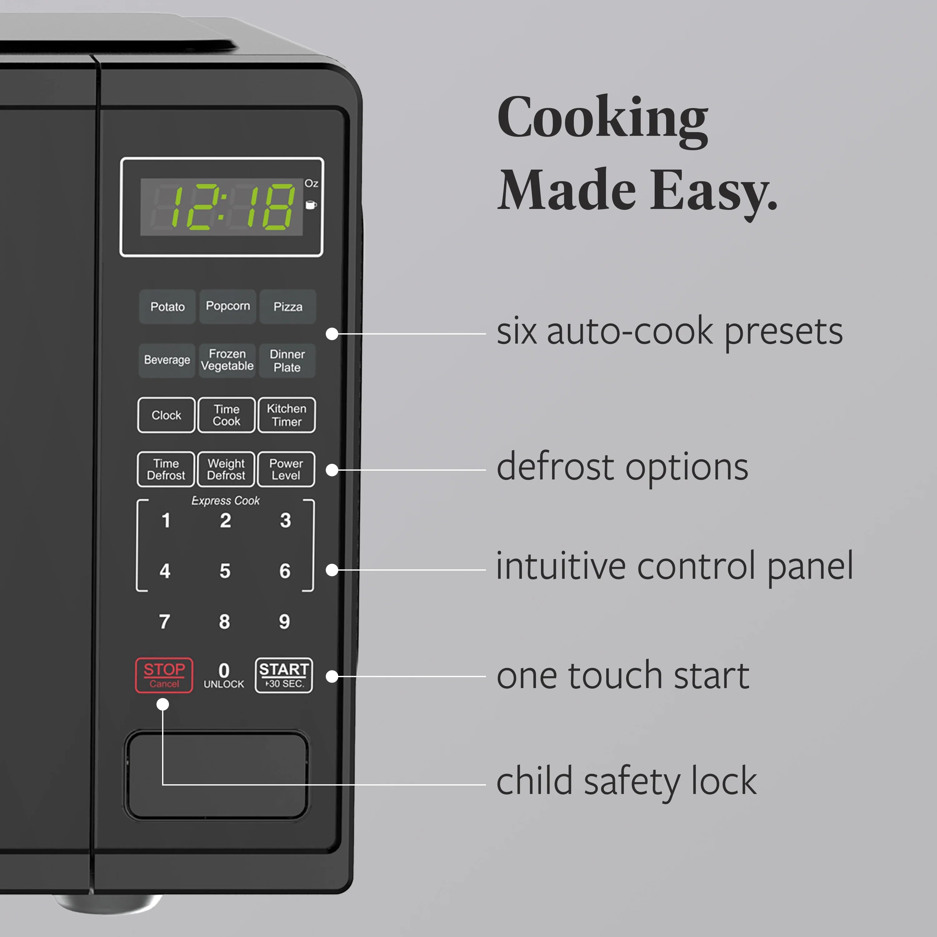 Farberware Countertop Microwave Ov 1100 Watts. 2.2 cu ft - Smart Sensor With LED Lighting and Child Lock - Perfect for Apartments and Dorms - Easy Clean Black Interior. Stainless Steel