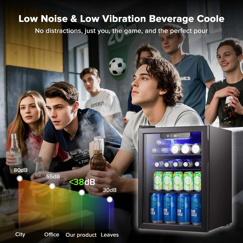 Auseo 1.3 Cu.ft. Mini Beverage Refrigerator Cooler - 55 Can &12 Bottle Mini Fridge with Double Glass Door. for Home/Bar/Office. Electronic touch control