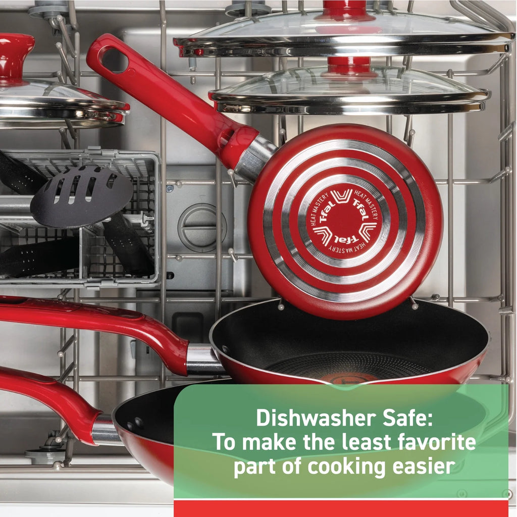 T-fal Easy Care. 20 Piece Non-Stick Pots and Pans Cookware Set. Grey