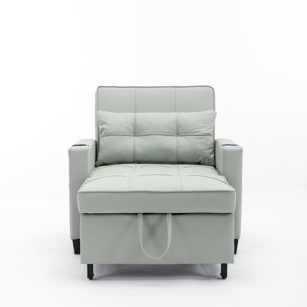 Convertible Futon Sofa Bed. 3-in-1 Multi-Functional Sleeper Chair Bed with USB Ports. Adjustable Backrest Recliner.for Living Room Bedroom Small Space. Tech Cloth. Dark Grey